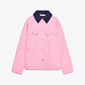 ZARA CONTRAST COLLAR JACKET M-L